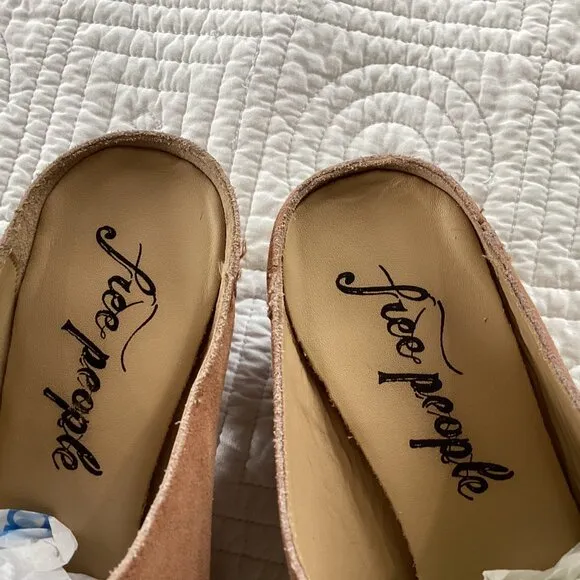 Free People Women's Size 37 New Frontier Western Mules in Camel Suede