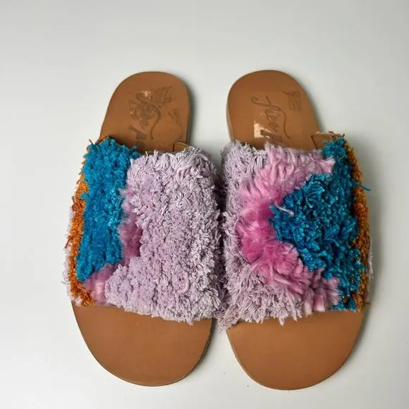 Free People Yuma Woven Mules In Wisteria Combo 7.5