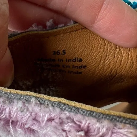 Free People Yuma Woven Mules In Wisteria Combo 7.5