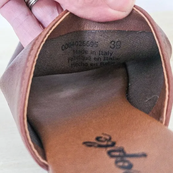 Free People Zoe Platform Chestnut Leather Sandal Mules Size 39