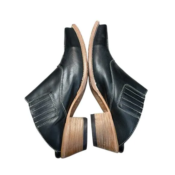 Freebird by Steven Western Heels Women 11 Black Leather Mules Shoes Cowgirl