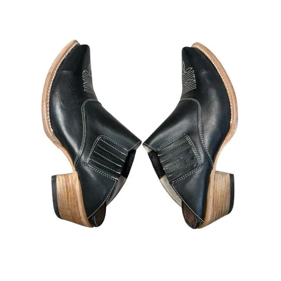 Freebird by Steven Western Heels Women 11 Black Leather Mules Shoes Cowgirl
