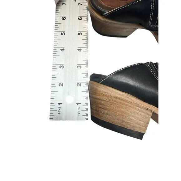 Freebird by Steven Western Heels Women 11 Black Leather Mules Shoes Cowgirl