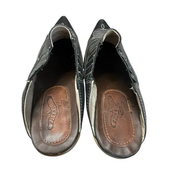Freebird by Steven Western Heels Women 11 Black Leather Mules Shoes Cowgirl