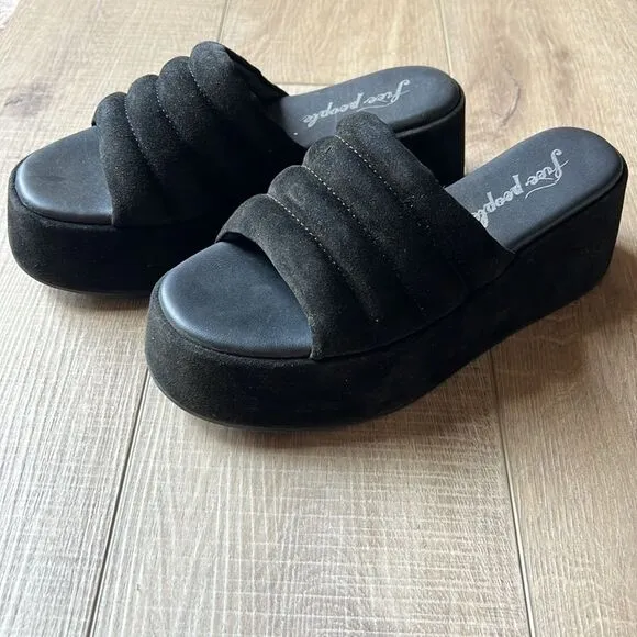 Free People Almost Paradise Black Platform Sandals EU 38 US 8
