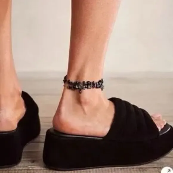 Free People Almost Paradise Black Platform Sandals EU 38 US 8