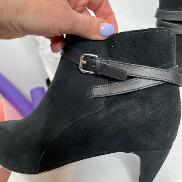 𝅺French Connection black suede kitten heels boots EU size 38 / 7.5