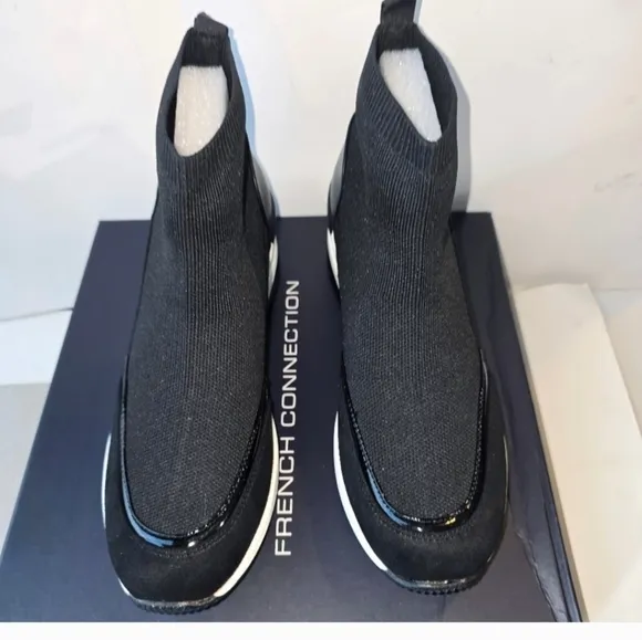French Connection women's starr wedge sneaker  Black color size 8. New with box