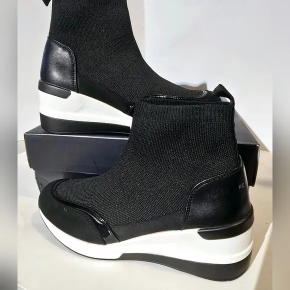 French Connection women's starr wedge sneaker  Black color size 8. New with box