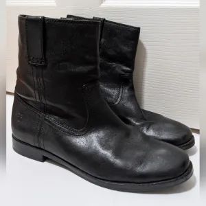 Frye Anna Shortie Ankle Booties Size 8 M Black Leather Pull On