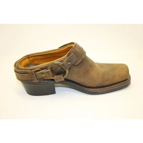Frye Belted Harness Mules‎ Clogs Boot Style Women Sz 6 M Brown Leather 70760-3
