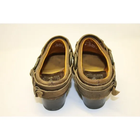 Frye Belted Harness Mules‎ Clogs Boot Style Women Sz 6 M Brown Leather 70760-3