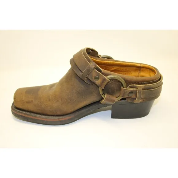 Frye Belted Harness Mules‎ Clogs Boot Style Women Sz 6 M Brown Leather 70760-3