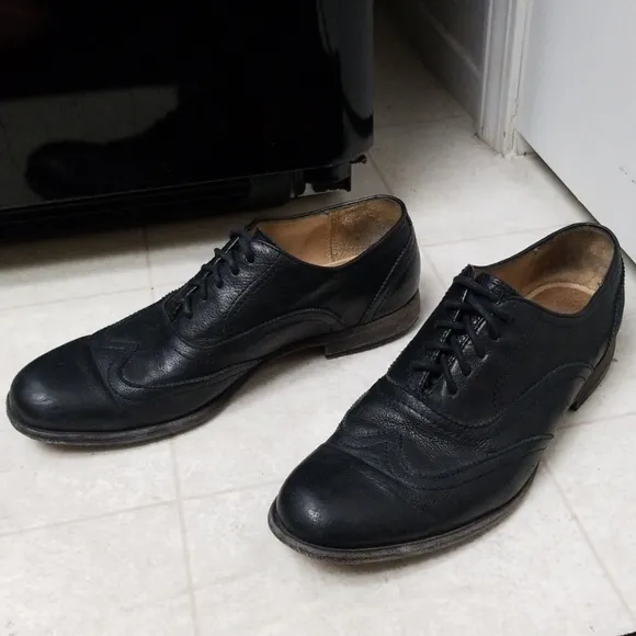 FRYE Black Leather Wingtip Oxford Lace Up Shoes