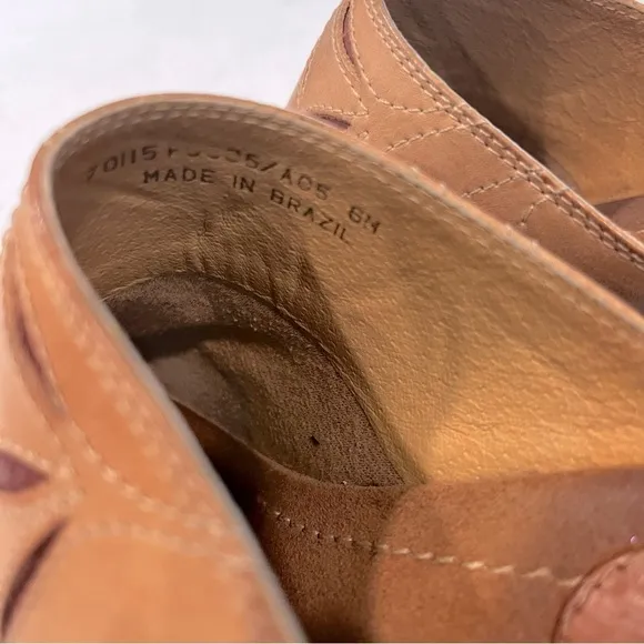 FRYE Boots Charlotte Flower Tan Leather Mules Clogs Women's Shoes Size 6