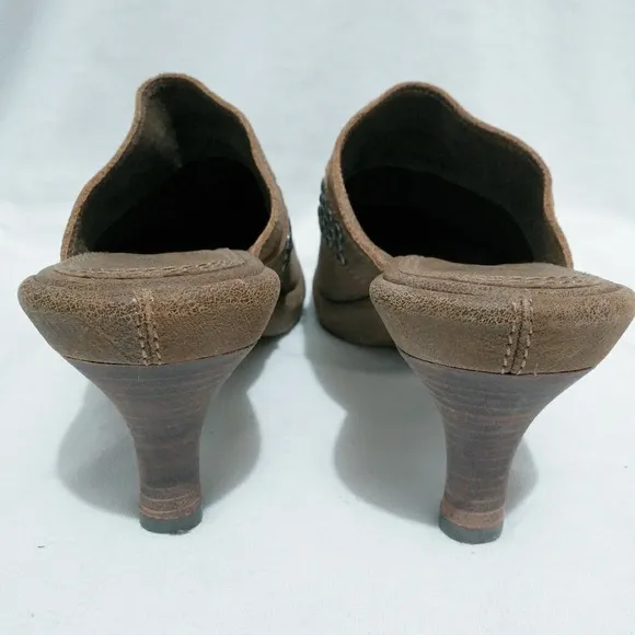 Frye boots leather clog with studs wooden heels western style: Box L01: