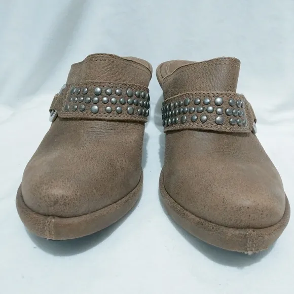 Frye boots leather clog with studs wooden heels western style: Box L01: