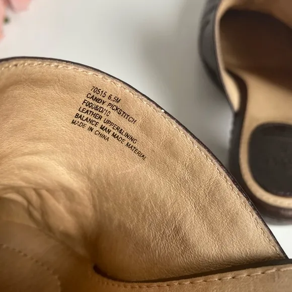 FRYE Candy Pickstitch Brown Leather Chunky Heel Mules Clogs