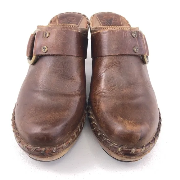 Frye Charlotte Ring Leather Mule Clogs 8.5M