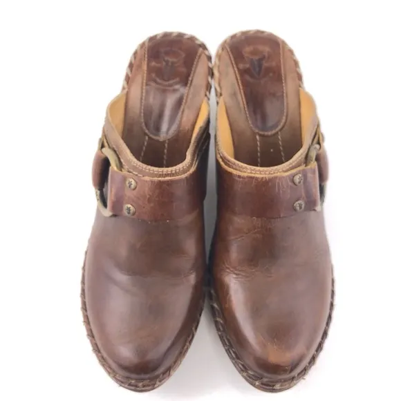 Frye Charlotte Ring Leather Mule Clogs 8.5M