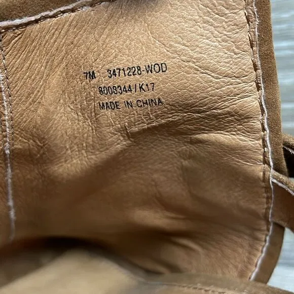 Frye Dani Shield Women’s Sz 7M Brown Suede Slingback Buckle Peep Toe Mules Heels