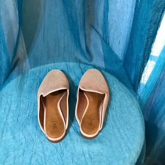 Frye Gwen Perforated Leather Flat Mules Size 7
