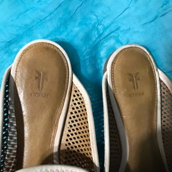 Frye Gwen Perforated Leather Flat Mules Size 7