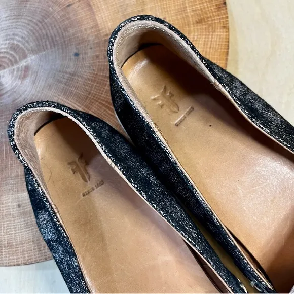 *Frye | Melanie Metallic Black Slip On 3471254-GNM Size 9.5