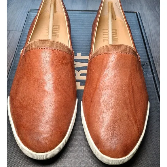 FRYE Melanie Slip On Brown Leather Sneaker Flat Shoe Women’s Size 7 NEW