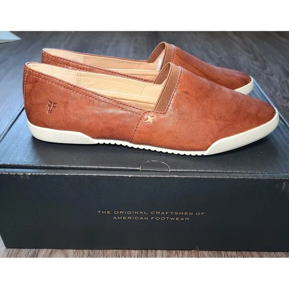 FRYE Melanie Slip On Brown Leather Sneaker Flat Shoe Women’s Size 7 NEW