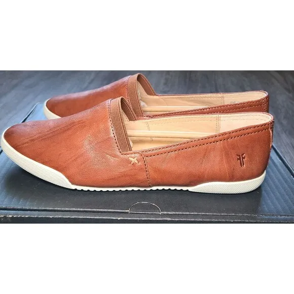 FRYE Melanie Slip On Brown Leather Sneaker Flat Shoe Women’s Size 7 NEW