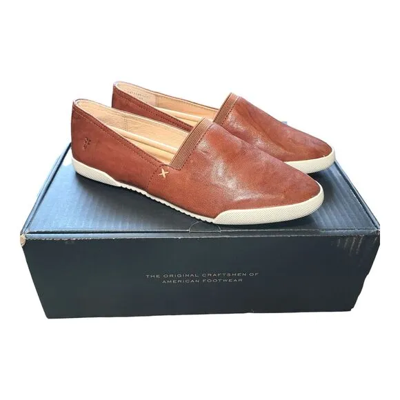 FRYE Melanie Slip On Brown Leather Sneaker Flat Shoe Women’s Size 7 NEW