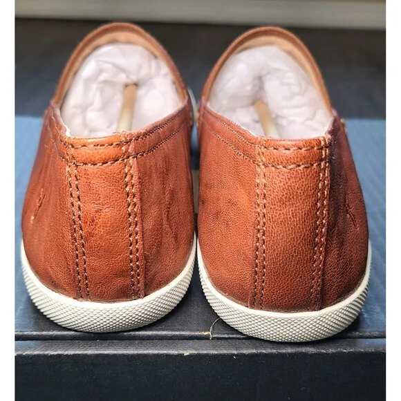 FRYE Melanie Slip On Brown Leather Sneaker Flat Shoe Women’s Size 7 NEW