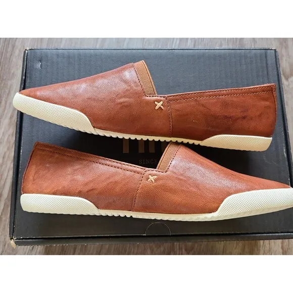 FRYE Melanie Slip On Brown Leather Sneaker Flat Shoe Women’s Size 7 NEW