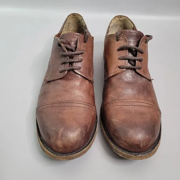 FRYE Men's Oxford Brown Distressed Leather Cap Toe Lace Up Shoes Size 11.5 D