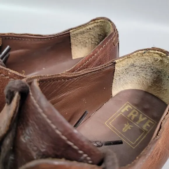 FRYE Men's Oxford Brown Distressed Leather Cap Toe Lace Up Shoes Size 11.5 D