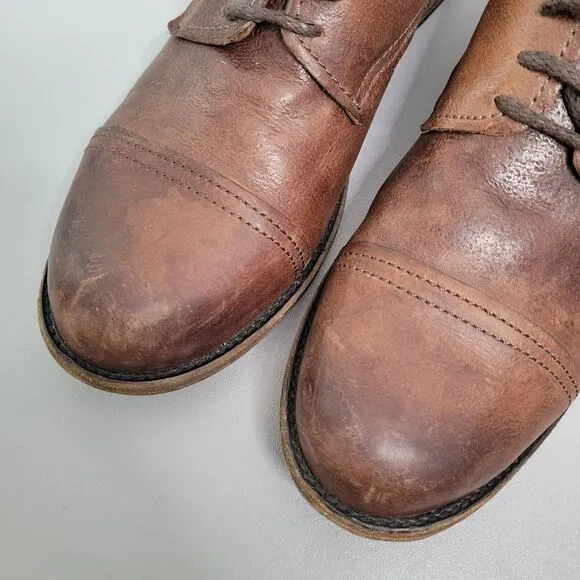 FRYE Men's Oxford Brown Distressed Leather Cap Toe Lace Up Shoes Size 11.5 D