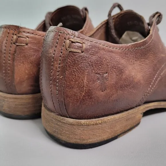 FRYE Men's Oxford Brown Distressed Leather Cap Toe Lace Up Shoes Size 11.5 D