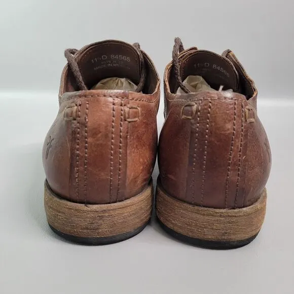 FRYE Men's Oxford Brown Distressed Leather Cap Toe Lace Up Shoes Size 11.5 D