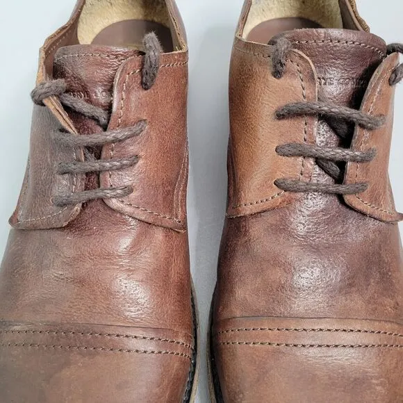 FRYE Men's Oxford Brown Distressed Leather Cap Toe Lace Up Shoes Size 11.5 D