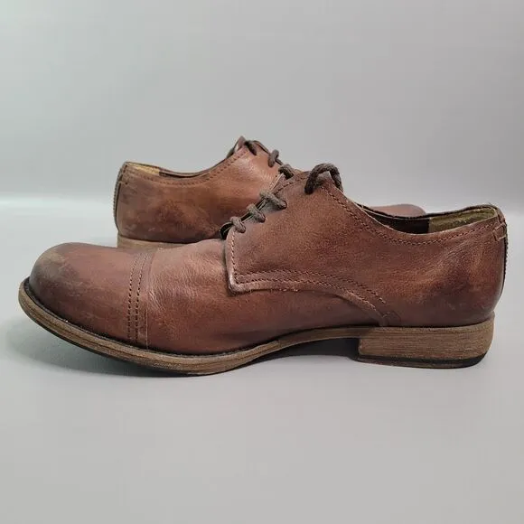 FRYE Men's Oxford Brown Distressed Leather Cap Toe Lace Up Shoes Size 11.5 D