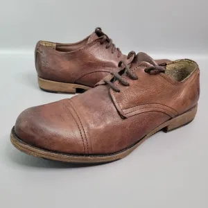 FRYE Men's Oxford Brown Distressed Leather Cap Toe Lace Up Shoes Size 11.5 D