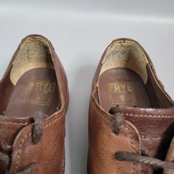 FRYE Men's Oxford Brown Distressed Leather Cap Toe Lace Up Shoes Size 11.5 D