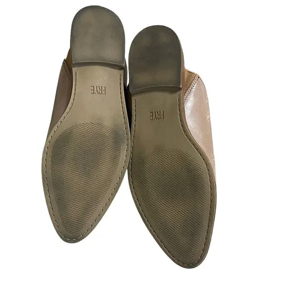 Frye Nolan Seam Tobacco Brown Leather Mules Size 8.5M