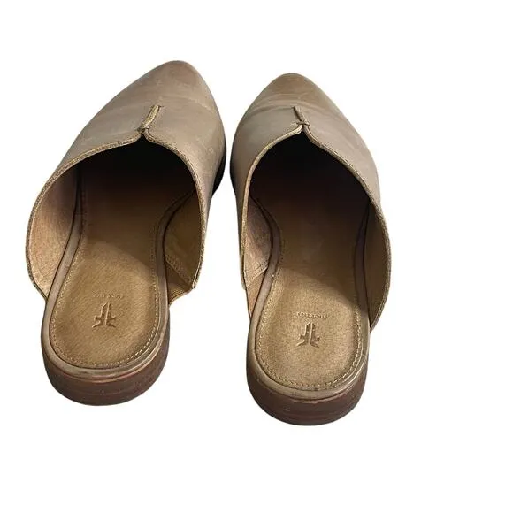 Frye Nolan Seam Tobacco Brown Leather Mules Size 8.5M