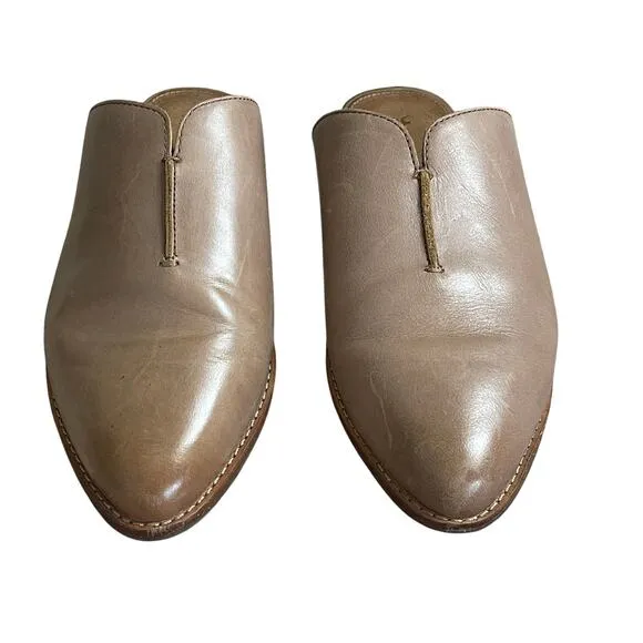 Frye Nolan Seam Tobacco Brown Leather Mules Size 8.5M