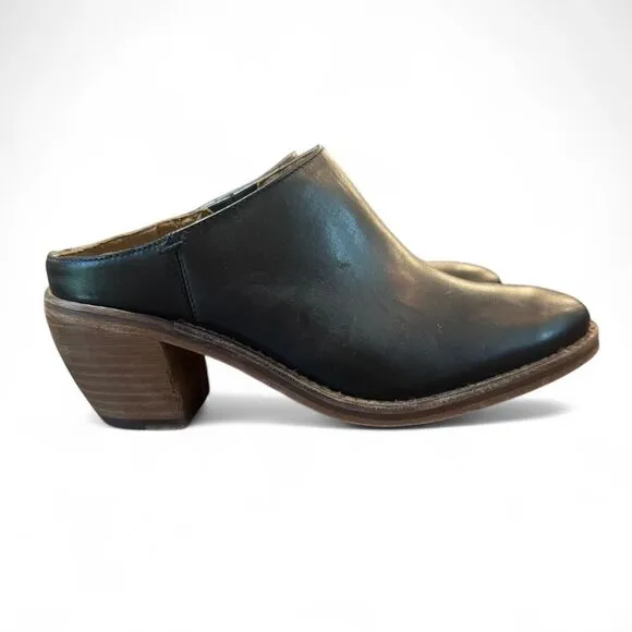 Frye Rosalia Women's Black Leather boho western Mules Clogs Size 7