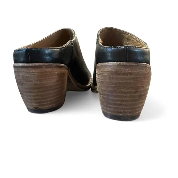 Frye Rosalia Women's Black Leather boho western Mules Clogs Size 7