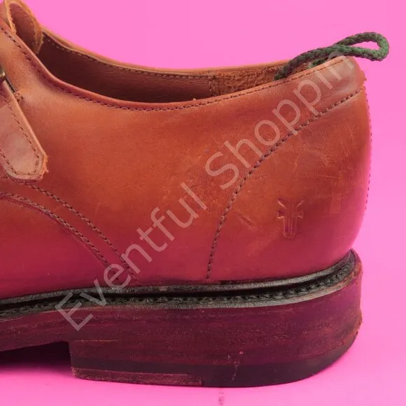 Frye Shoes Mens 9.5 D Brown Dress Burnished Cap Toe Double Monk Strap Oxfords