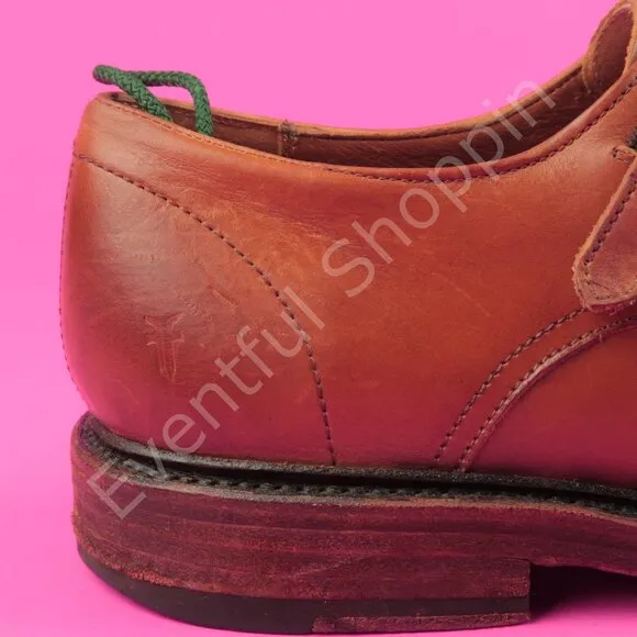 Frye Shoes Mens 9.5 D Brown Dress Burnished Cap Toe Double Monk Strap Oxfords